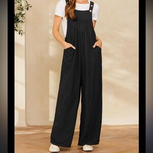 ODDI Black Overalls with Button Straps